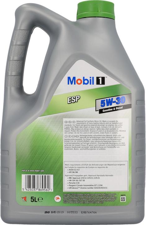 Actual product image mobil ESP 5W-30 (5 l, SAE 5W-30)