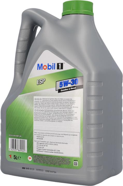 Actual product image mobil ESP 5W-30 (5 l, SAE 5W-30)