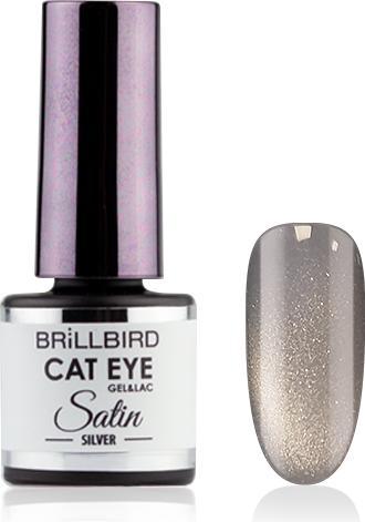 BrillBird Cat Eye SATIN - Argento 4ml (Rosa, Viola, Argento, Smalto per unghie effetto gel)