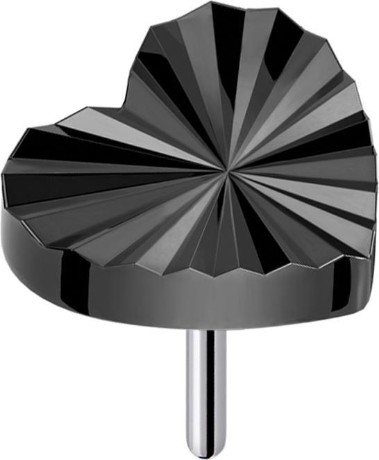 Produktbild Star Piercing Threadless Diamantschliff Scheibe Herz schwarz (ohne Messing, Titan)