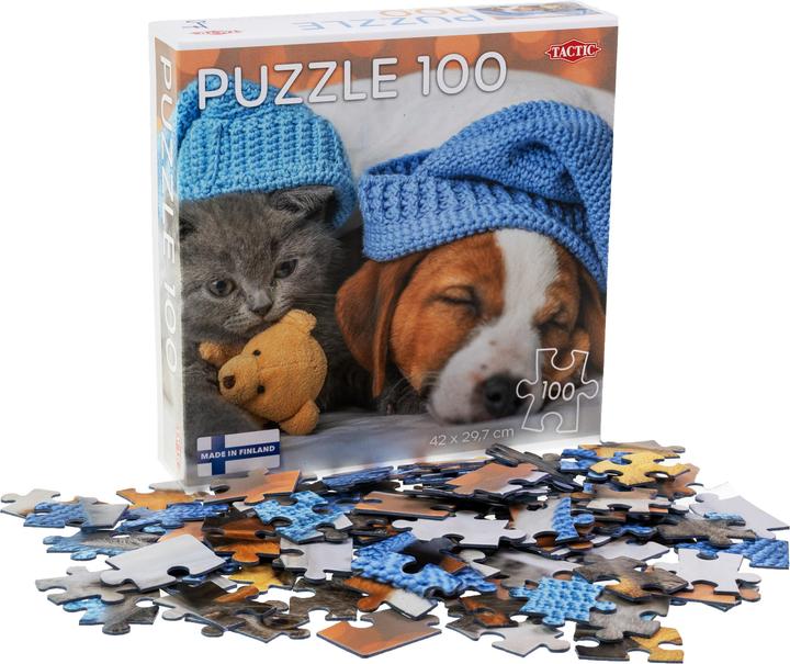 Actual product image Selecta Spielzeug Cute kitten and sleepy dog jigsaw puzzle, 100 pieces. (100 pieces)