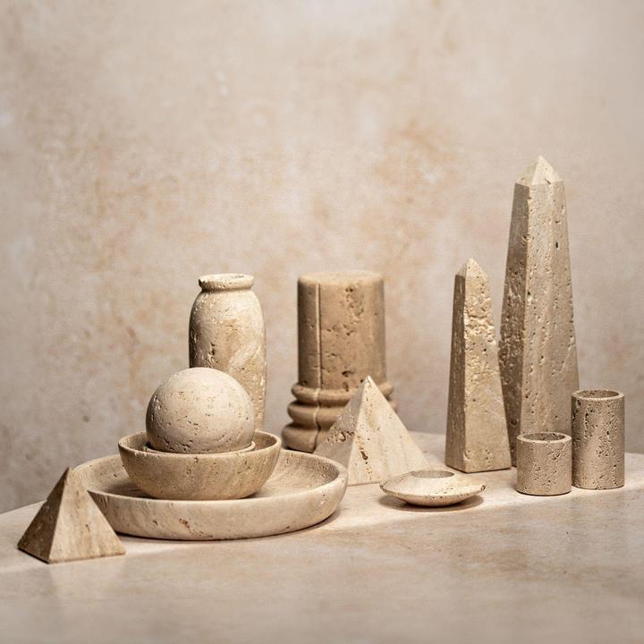 Actual product image Hestia Travertine Obelisk - 30cm