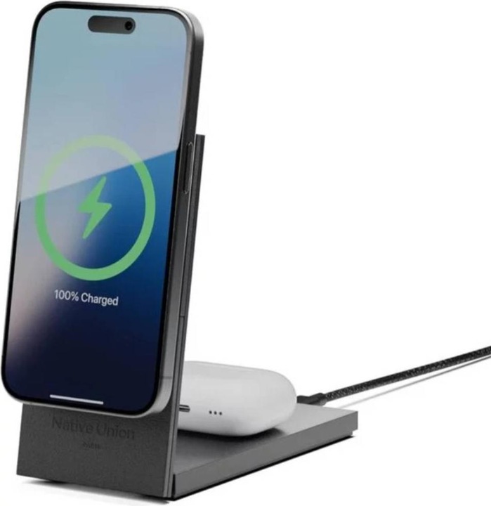 Actual product image Native Union Rise 2-In-1 Qi2 Wireless Charger Black (15 W)