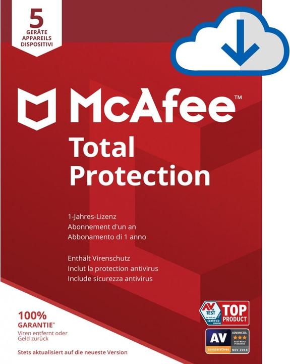 Produktbild McAfee Total Protection (5 User, 5 Geräte/User, 12 Monate)