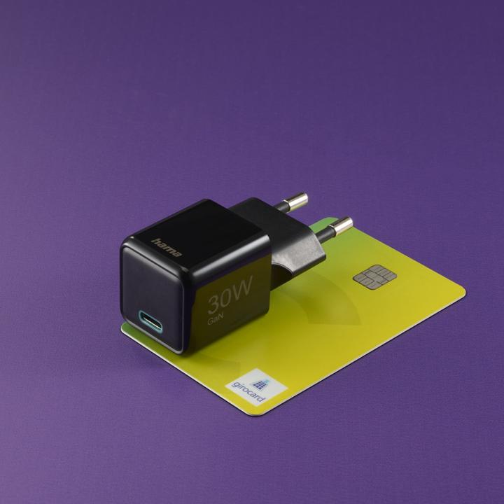 Actual product image Hama Fast charger, USB-C, PD/QC/GaN, super mini charger, 30 W, black (30 W)