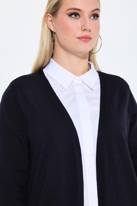 Produktbild Ulla Popken Long-Strickjacke, Pailletten, V-Ausschnitt, Langarm (54)