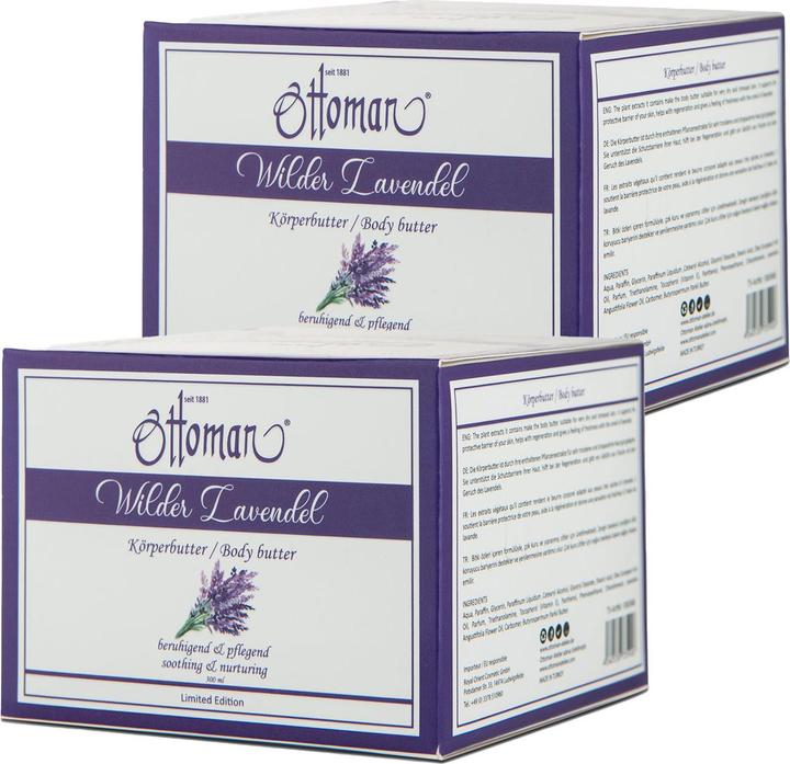 Immagine prodotto Ottoman Set di 2 burri per il corpo alla lavanda da 300 ml, trattamento per il corpo ricco di proprietà (Crema corpo, 300 ml)