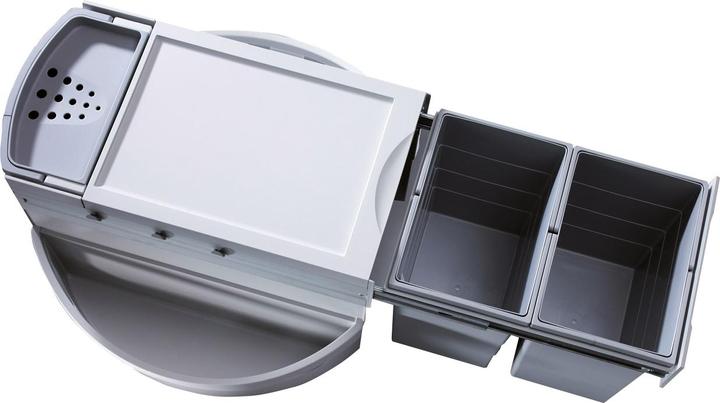 Productafbeelding Hailo Afvalemmer Rondo 3645121 Hoekafvalemmer 2 vakken voor 90x90 hoekonderkast 2x 18 liter binnenin (36 l)
