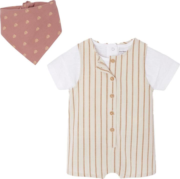 Actual product image Vertbaudet Baby-Set: T-Shirt, Halstuch & Kurzoverall (92)