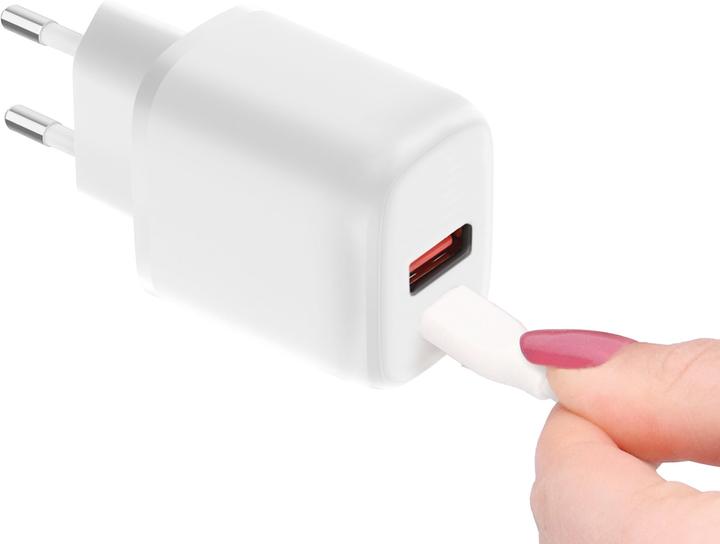 Actual product image Mobiparts Wall Charger Dual USB-C/USB-A with USB-C to USB-C cable White (20 W)