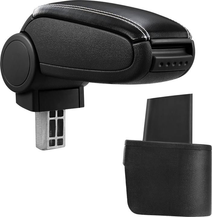 Actual product image Pro-Tec Centre armrest Nissan Micra K12 with storage compartment imitation leather black with white