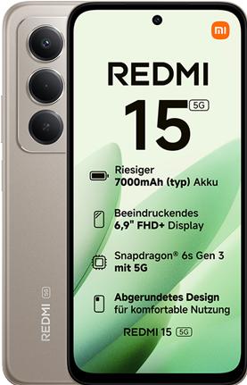 Actual product image Xiaomi Redmi 15 5G 8+256GB Titan Gray (256 GB, Titan Gray, 6.90", Hybrid Dual SIM, 5G)