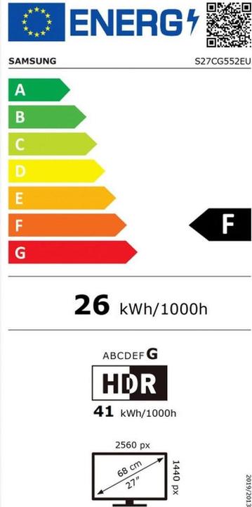 Label énergétique Samsung Odyssey G5 G55C (2560 x 1440 pixels, 27")