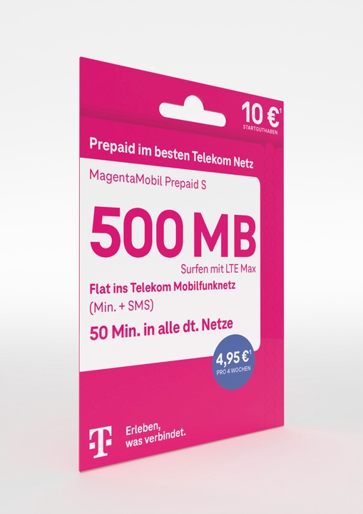 Produktbild Telekom Magenta Mobil Prepaid S (500 MB / 30 Tage)