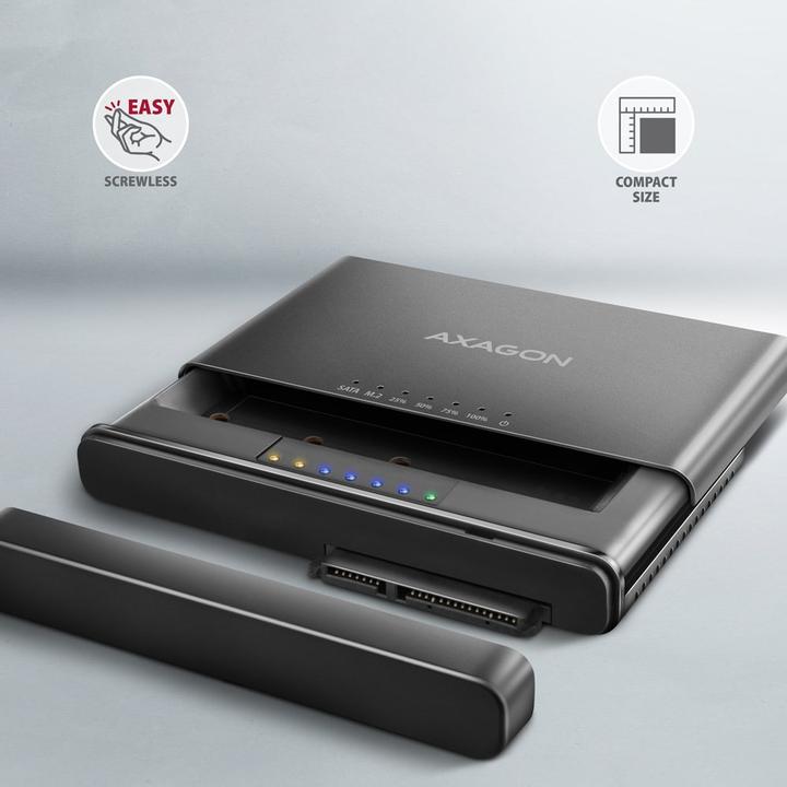 Produktbild Axagon ADSA-CC USB-C - NVMe M.2 SSD & SATA 2.5"/3.5" SSD/HDD CLONE MASTER