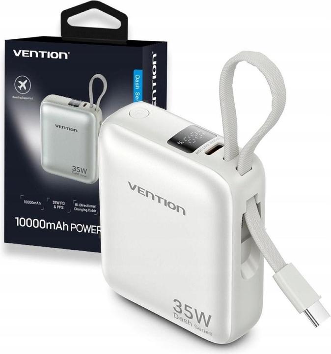 Produktbild Vention Powerbank 10000mAh 35W PD z wbudowanym kablem USB-C beżowy (10000 mAh, 35 W, 38.50 Wh)