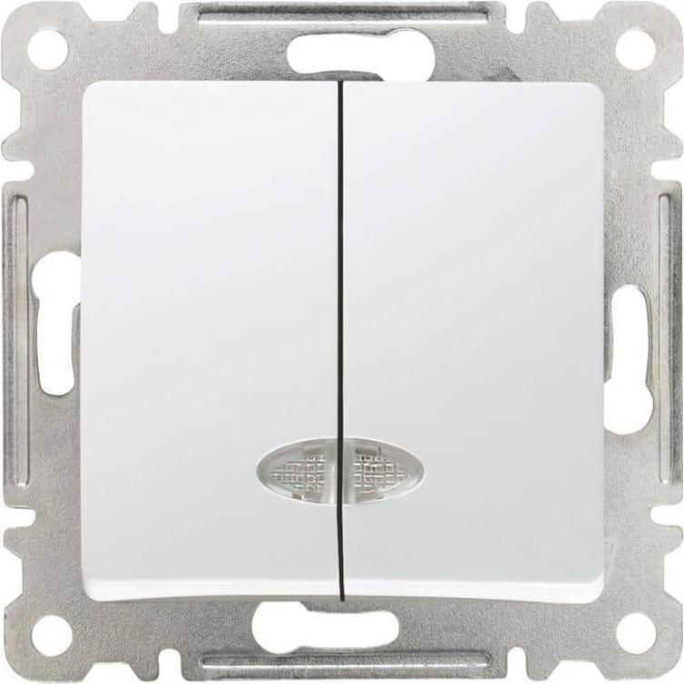 Makel, Interruttore luce + tapparelle, Lilium Natural Modul 2-fach Serienschalter mit Beleuchtung weiss