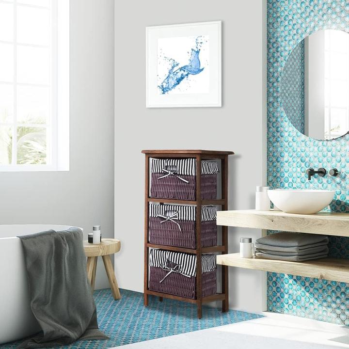 Image du produit HTI-Living Regal mit 3 Körben Mia Landhaus Braun