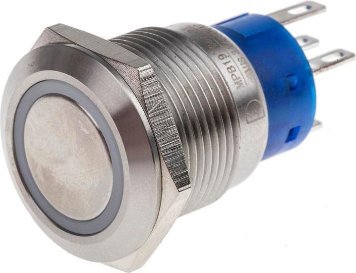 Produktbild RS PRO 19mm,stainless,SPST,latch,Whte,24V