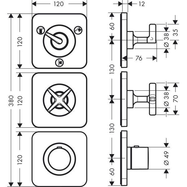 Thumbnail - Axor, Badarmatur, Thermostatmodul CITTERIO E DN 20, Unterputz 38x12 chrom