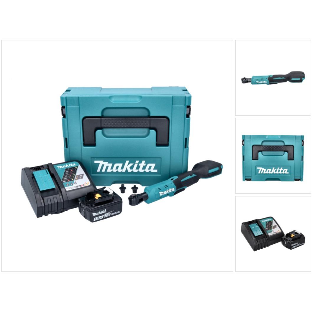 Makita, Ratsche, DWR 180 RT1J Akku Ratschenschrauber 18 V 47,5 Nm 1/4" 3/8" + 1x Akku 5,0 Ah + Ladegerät + Mak (1/4")