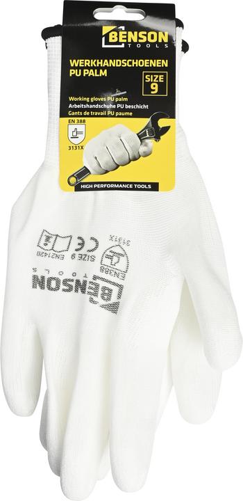 Actual product image Benson Working gloves PU palm white size 9 (9)