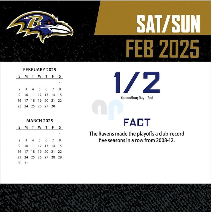 Productafbeelding NFL - Baltimore Ravens - Tafelkalender 2025 (Duits, Frans, Italiaans, Spaans, Engels)