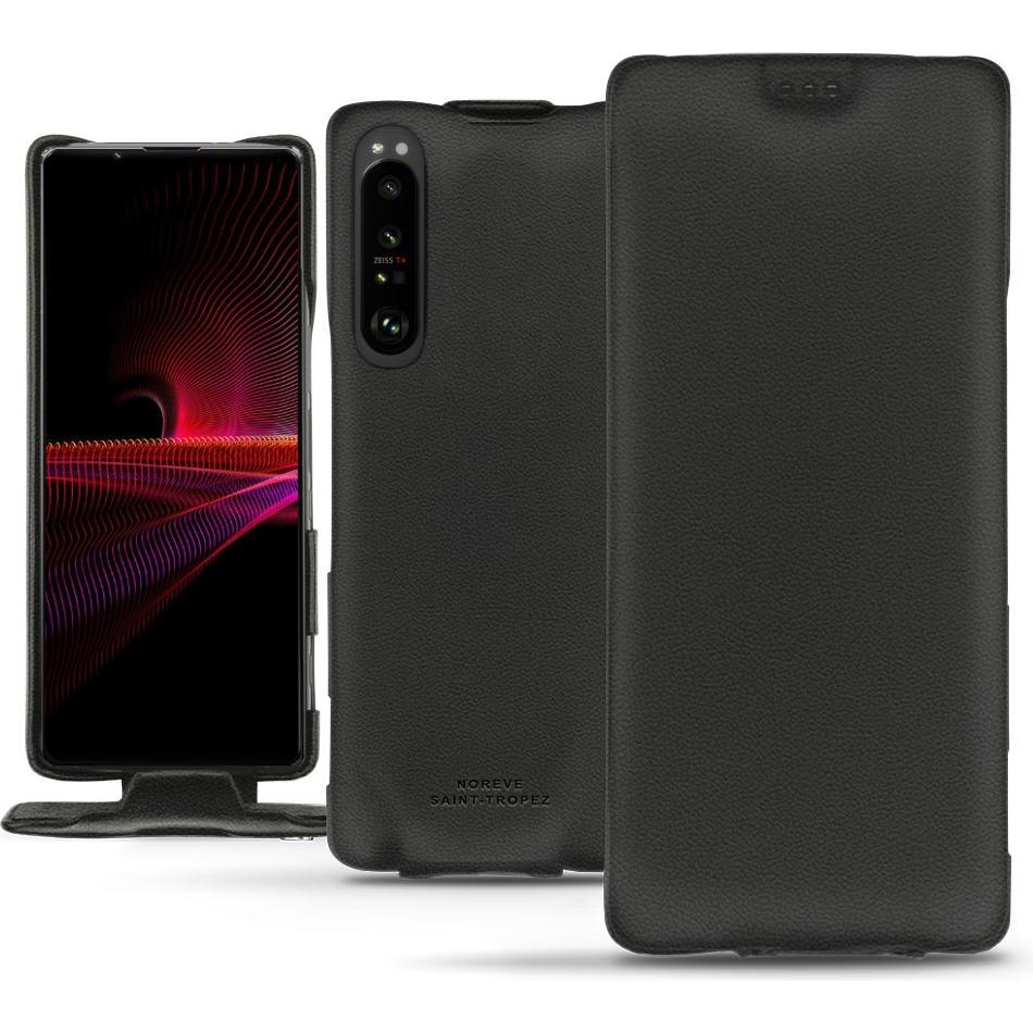 Noreve Lederschutzhülle vertikal (Sony Xperia 1 III), Smartphone Hülle, Schwarz