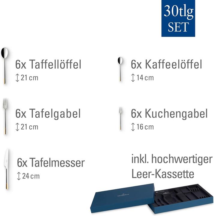 Produktbild Villeroy & Boch Tafelbesteck 30tlg. Ella teilvergoldet (30 Stk., Besteck Set)