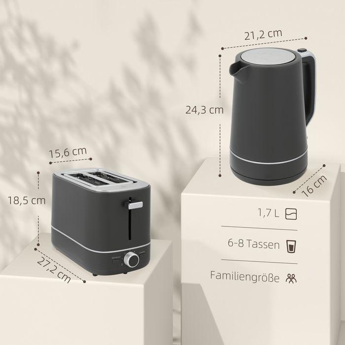 Actual product image Swisshandel24 Set aus 1,7 L Wasserkocher und Toaster mit 6 Bräunungsstufen, Grau (1.70 l)
