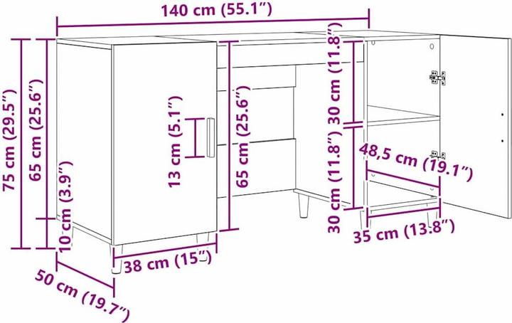 Immagine prodotto vidaXL Schreibtisch (140 x 50 x 75 cm)