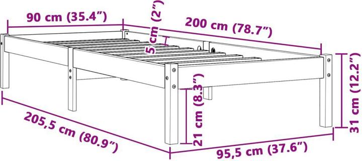 Image du produit vidaXL Bettrahmen (90 x 200 cm)