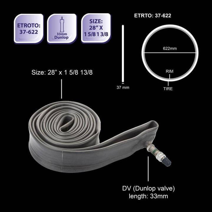 Actual product image Bicycle Gear Bike inner tube 28"x1 5/8 1 3 (Dunlop (DV), 28")