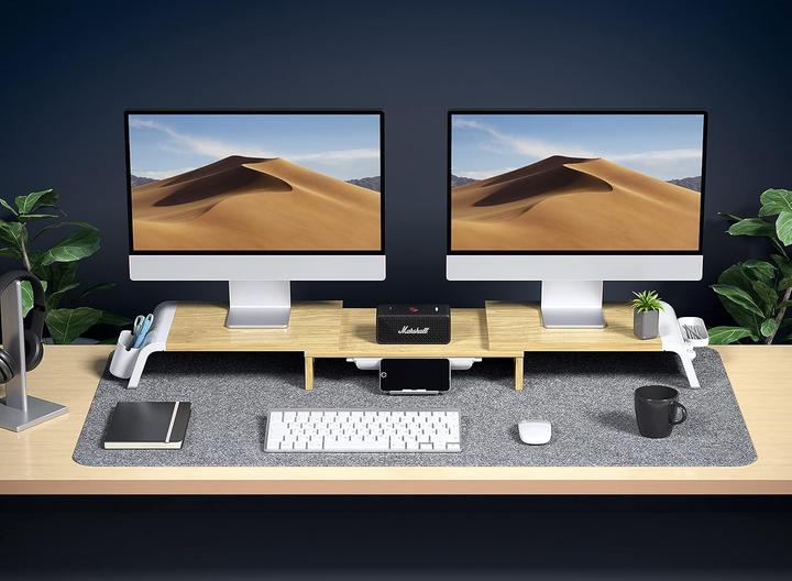 Actual product image Fenge Dual Monitorständer mit Schubladen und Stauraum