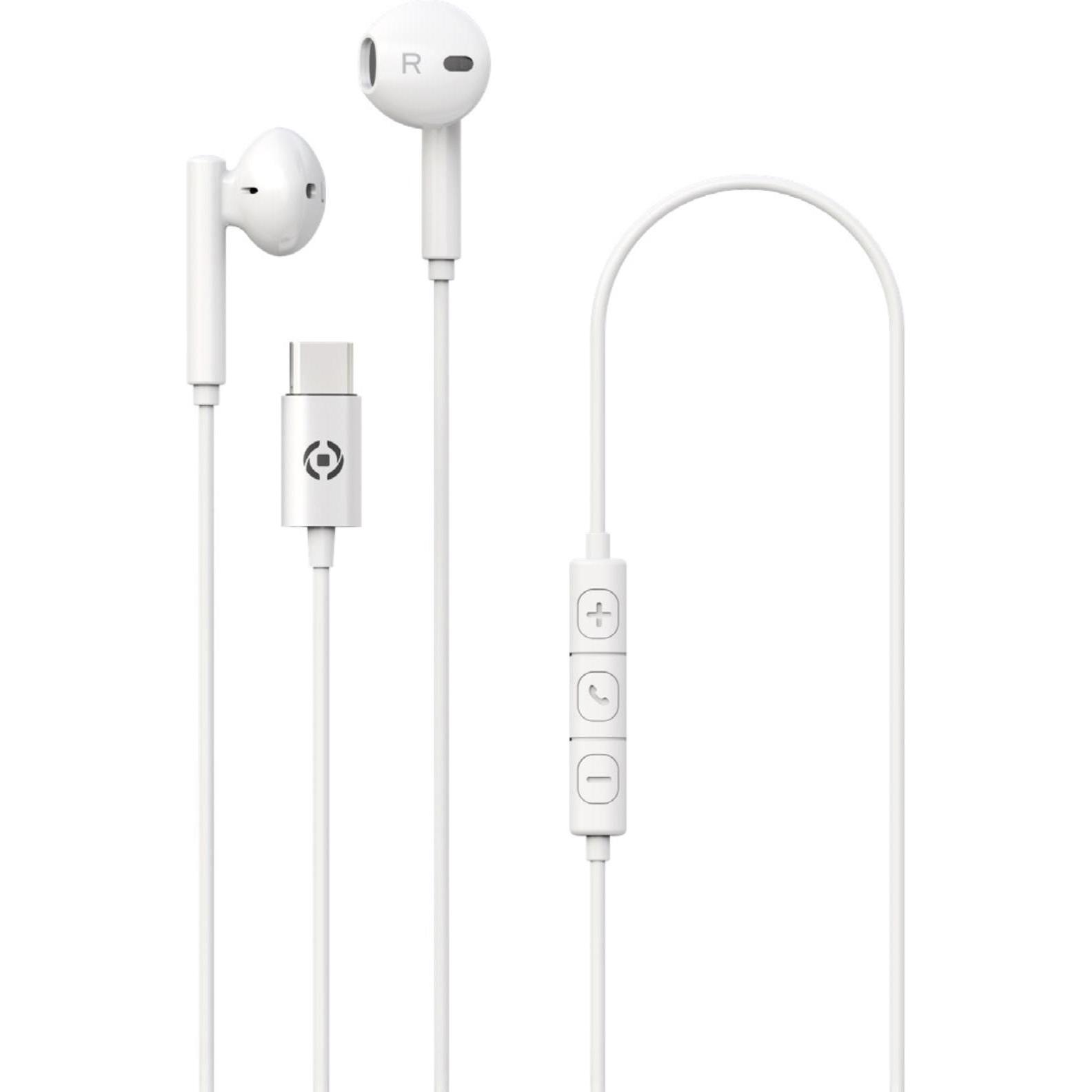 Celly Bianco Stereo Earphones Drop Usb-C (Nessuna Cancellazione Del Rumore, Cablato), Cuffie,