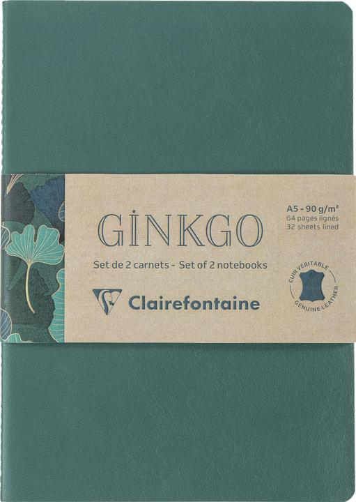 Image du produit Clairefontaine Ginkgo Set 2 Notizhefte (A5, À rayures, Couverture souple)