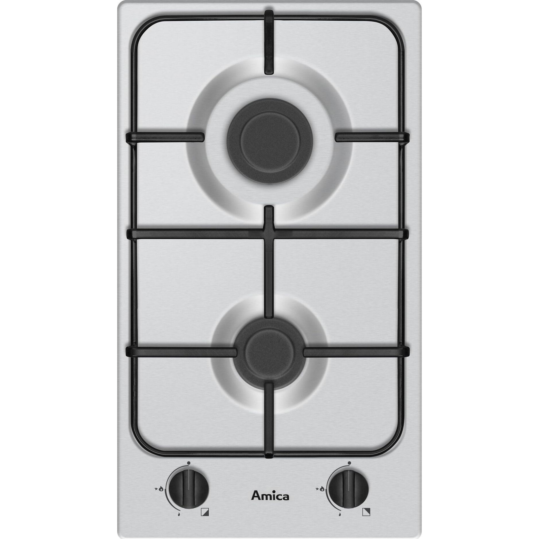 Amica Gas hob PGA3610XBE, Kochfeld, Silber