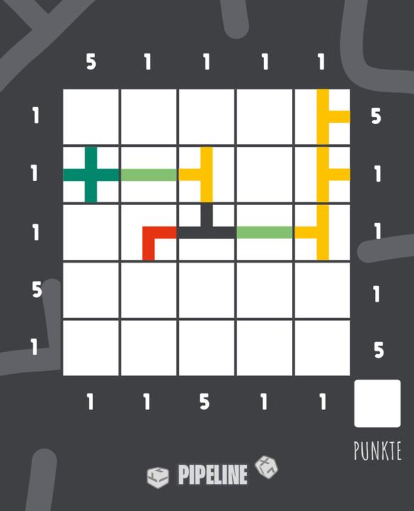 Produktbild Würfelspiel: Pipeline – Wer schafft die besten Verbindungen? (Deutsch, 1 - 6 Spieler)