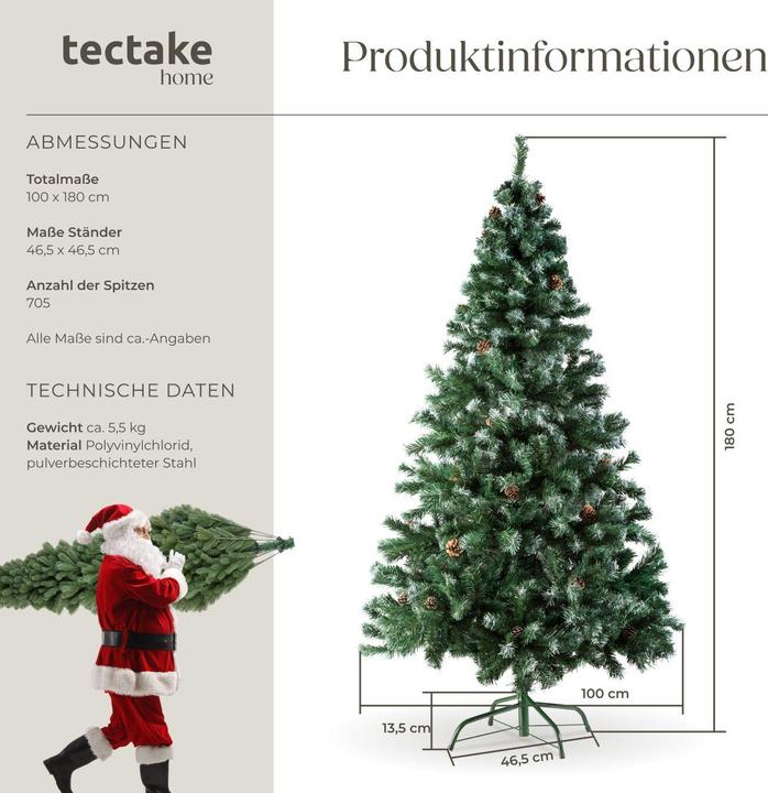 Produktbild tectake Künstlicher Weihnachtsbaum (180 cm)