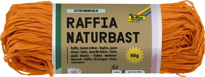 Actual product image Folia Bringmann Natural Bast Raffia 50g Orange