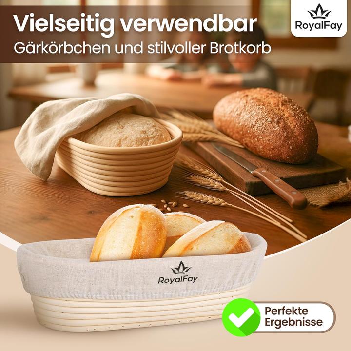 Produktbild RoyalFay Gärkörbchen oval mit Leinengärtuch