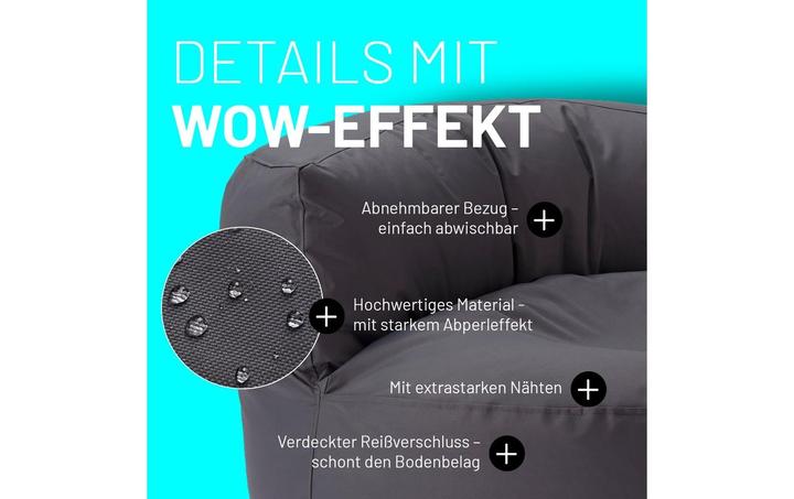 Produktbild Lumaland Sitzsack-Sofa, 320 l Polyester (PES), Grau