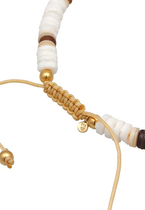 Produktbild Elli Fussschmuck Muschel Kokosnuss Holz Perlen 925 Silber (Muschel, 925 Sterling Silber vergoldet, Nylon, No Stein, 22 cm)