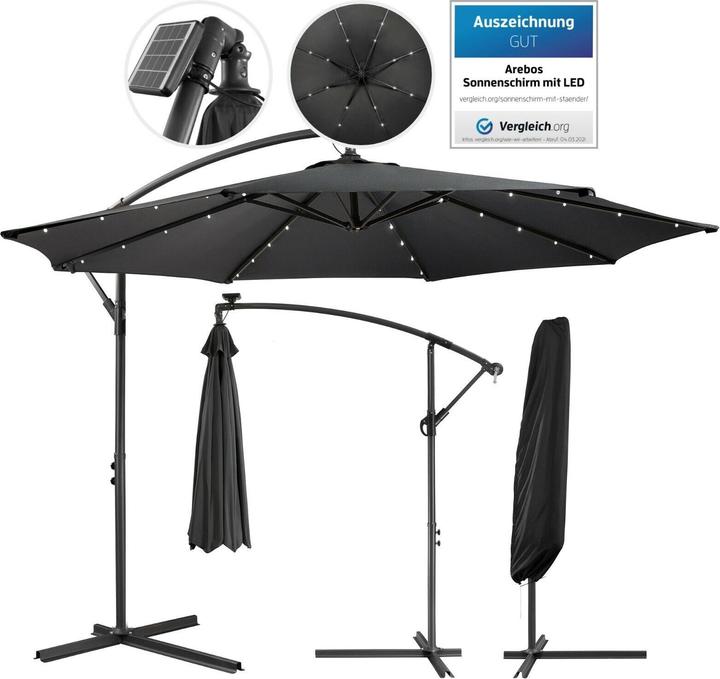 Produktbild Arebos Sonnenschirm mit LED (3 m)