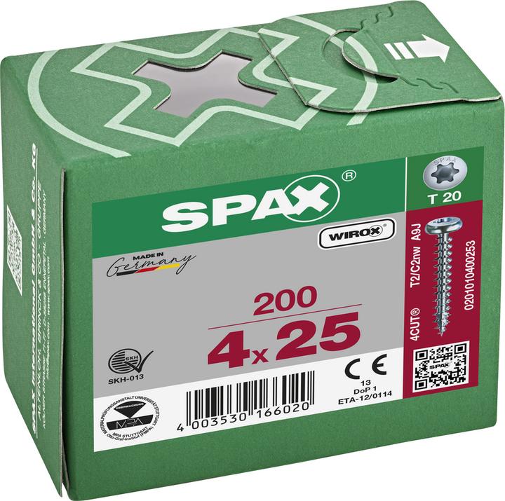 Actual product image Spax Half-Round Head T-Star Plus T20 Fully Threaded Wirox (200 Screws per piece)