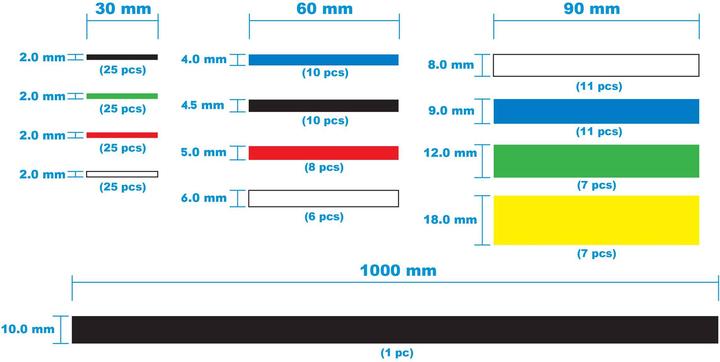 Immagine prodotto Tru Components TC-13388824 Schrumpfschlauchsortiment Schwarz, Grün, Rot, Weiss, B (171x)