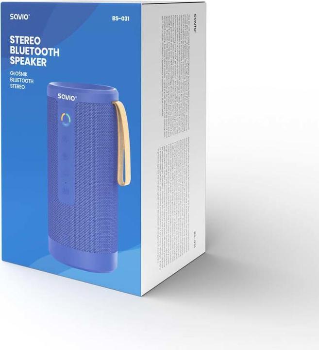 Produktbild Savio BS-031 Głośnik Bluetooth STEREO, 2x5W niebieski, AUX, SD, TWS (8.50 h)