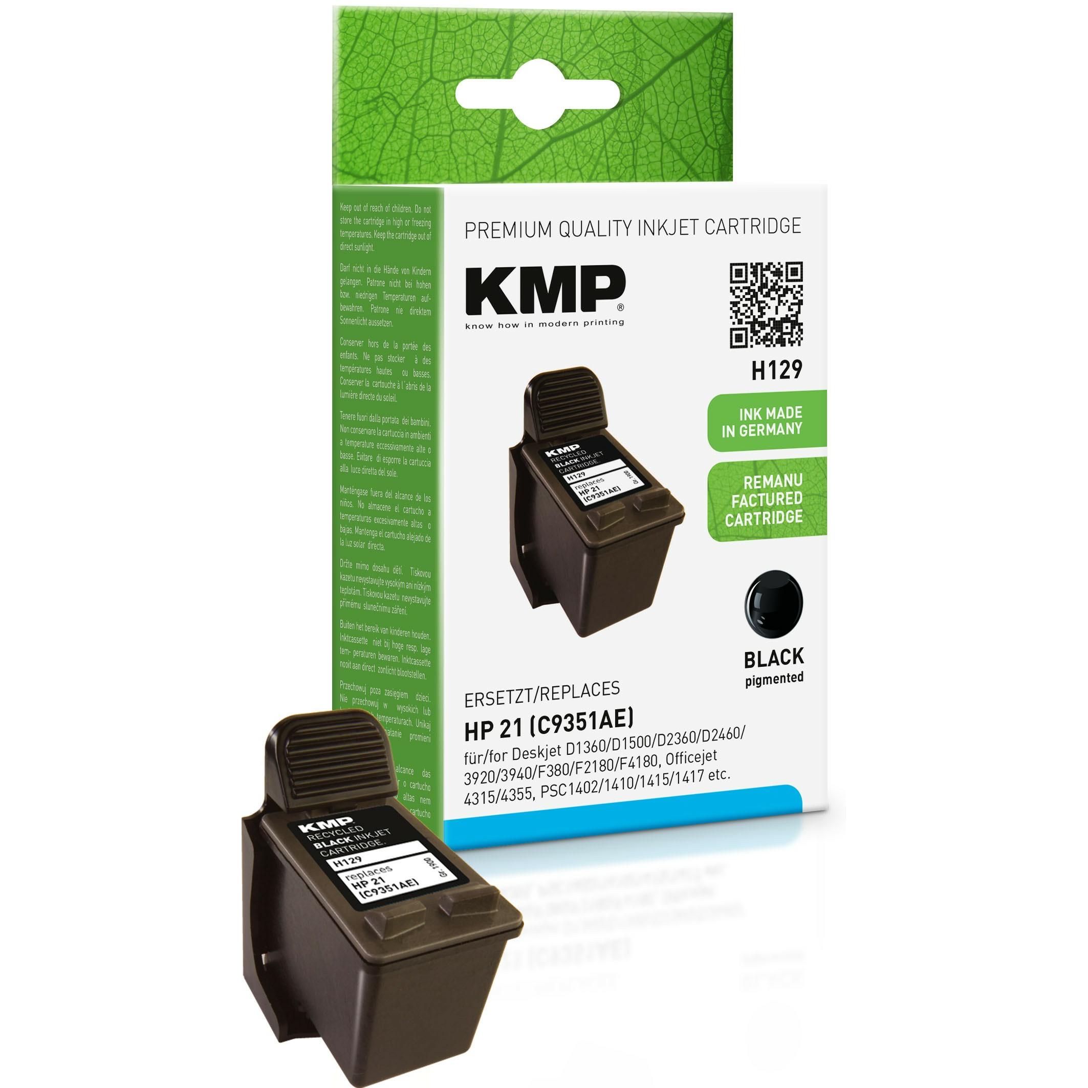 KMP, Druckerpatrone, H129 Tintenpatrone kompatibel mit HP C 9351 AE (BK)