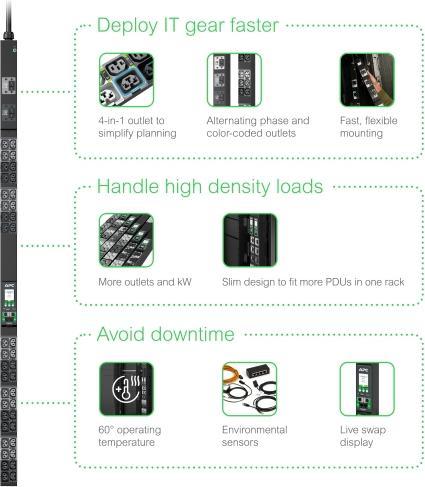 Produktbild APC NetShelter Rack PDU Advanced, Avec mesure en ligne, 0U, Triphasé, A mettre sur rack, verticale