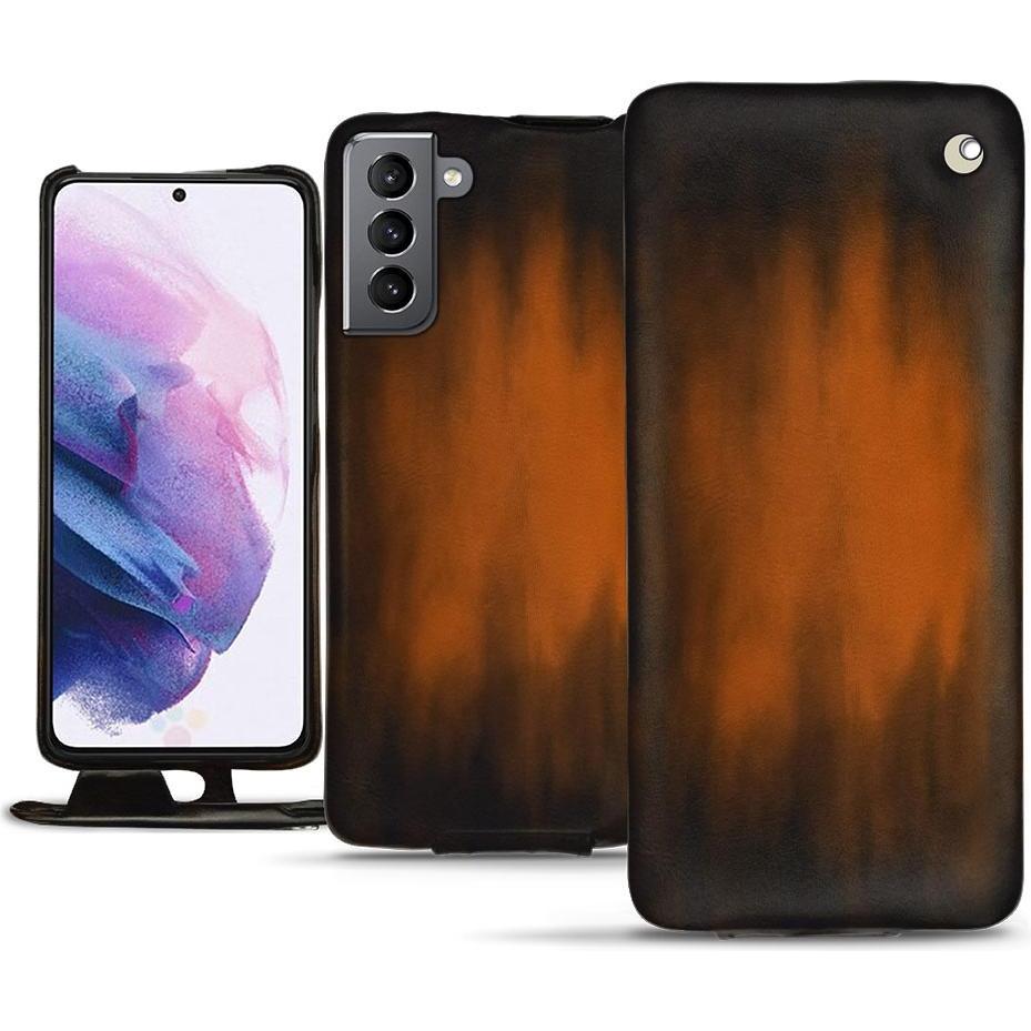 Noreve Lederschutzhülle vertikal (Samsung Galaxy S21), Smartphone Hülle, Braun